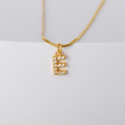 Elegant Letter Copper Inlay Zircon Pendant Necklace