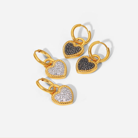 IG Style Heart Circle Geometric Stainless Steel 18K Gold Plated Earrings