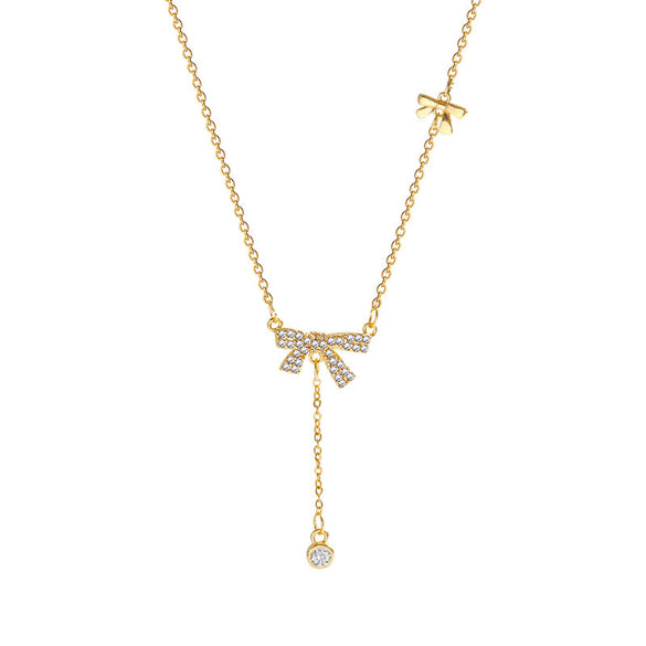 Korean version ins wind titanium steel necklace for girls' high-end sense versatile niche pearl collarbone chain pendant with jewelry wholesale