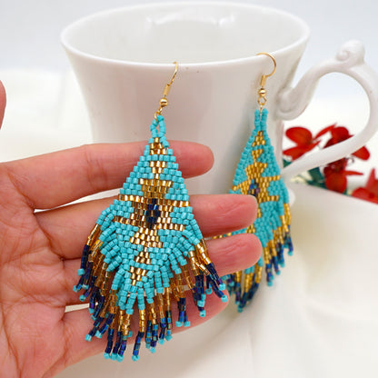 Ethnic Hand-woven Beads Geometric Tassel Earrings Wholesale Gooddiy