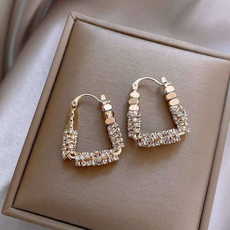 1 Pair Simple Style U Shape Inlay Copper Rhinestones Earrings