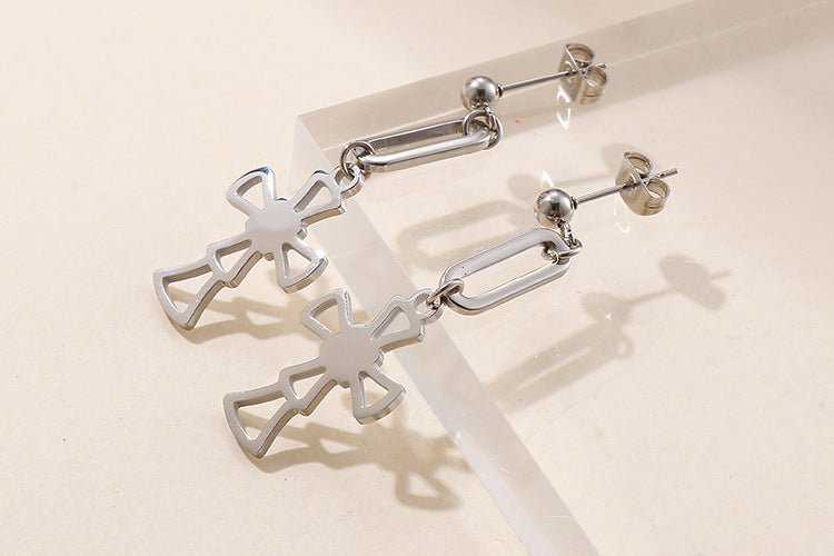 New Creative Mini Cross Necklace Long Earring Set