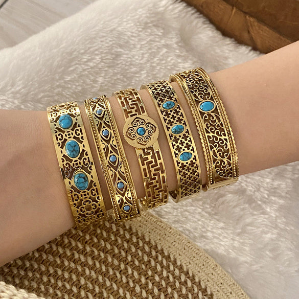 Vintage Retro Stainless Steel Electroplating Bangles