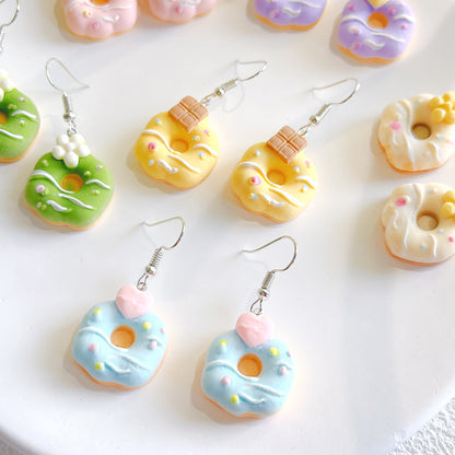 1 Pair Cute Donuts Resin Drop Earrings