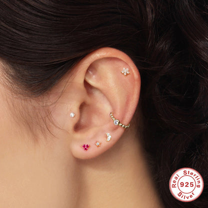 1 Piece Simple Style Star Moon Plating Sterling Silver Zircon Ear Studs