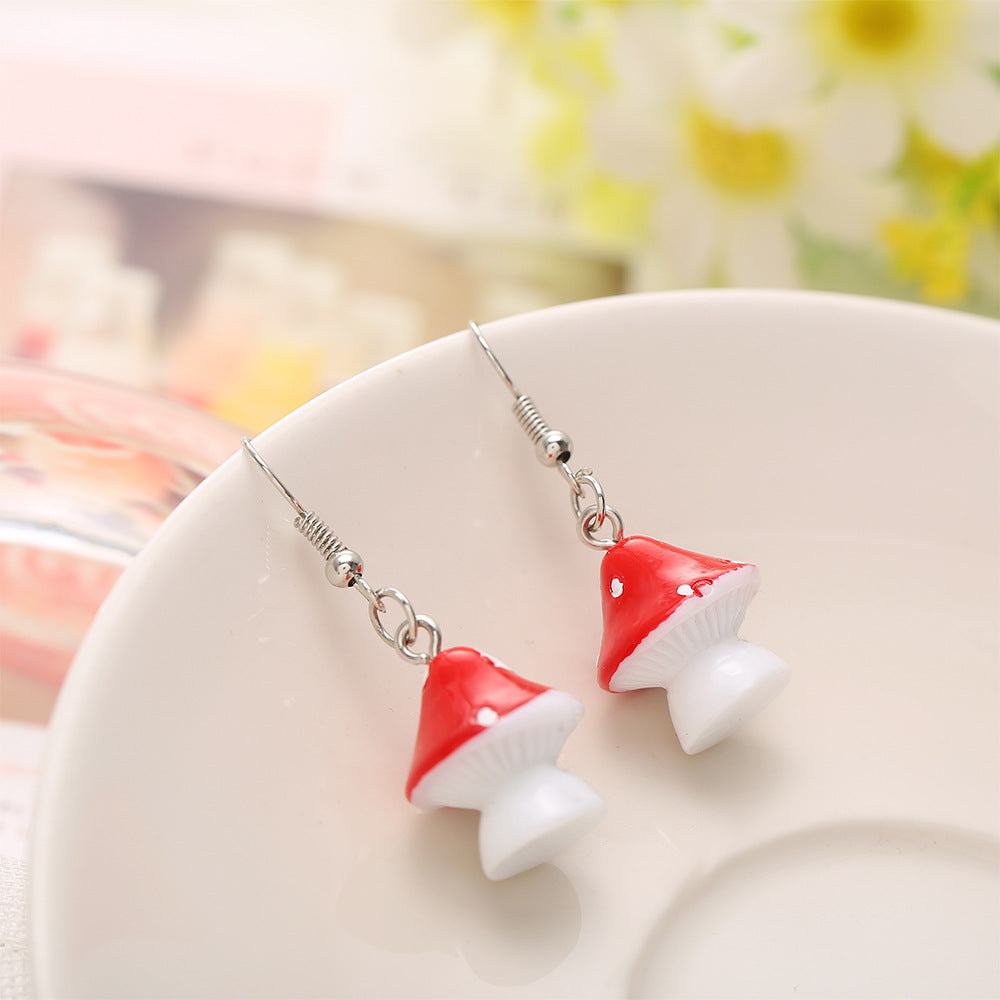 New Creative Simple Fashion Style  Pastoral Mushroom Earrings