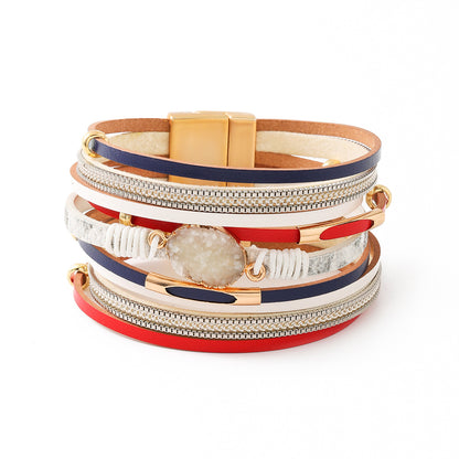 Wholesale Jewelry Streetwear Geometric Pu Leather Plating Bangle