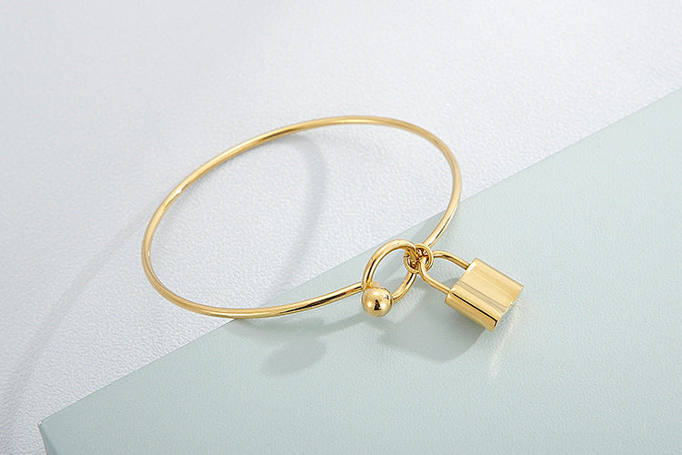 Stainless Steel Lock Pendant Simple Bracelet Wholesale Jewelry Gooddiy