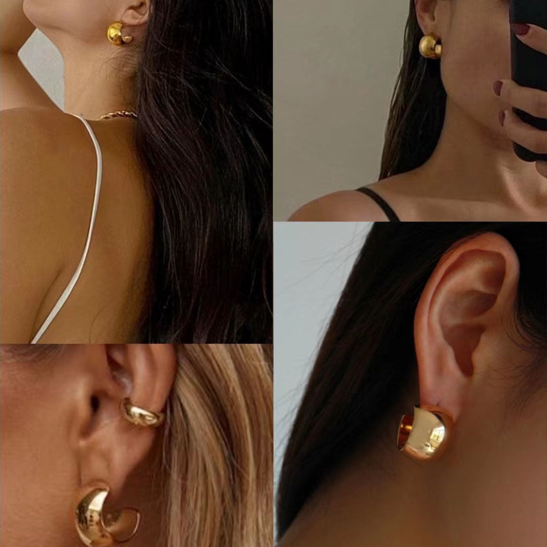 1 Pair Simple Style C Shape Plating Copper 18k Gold Plated Earrings