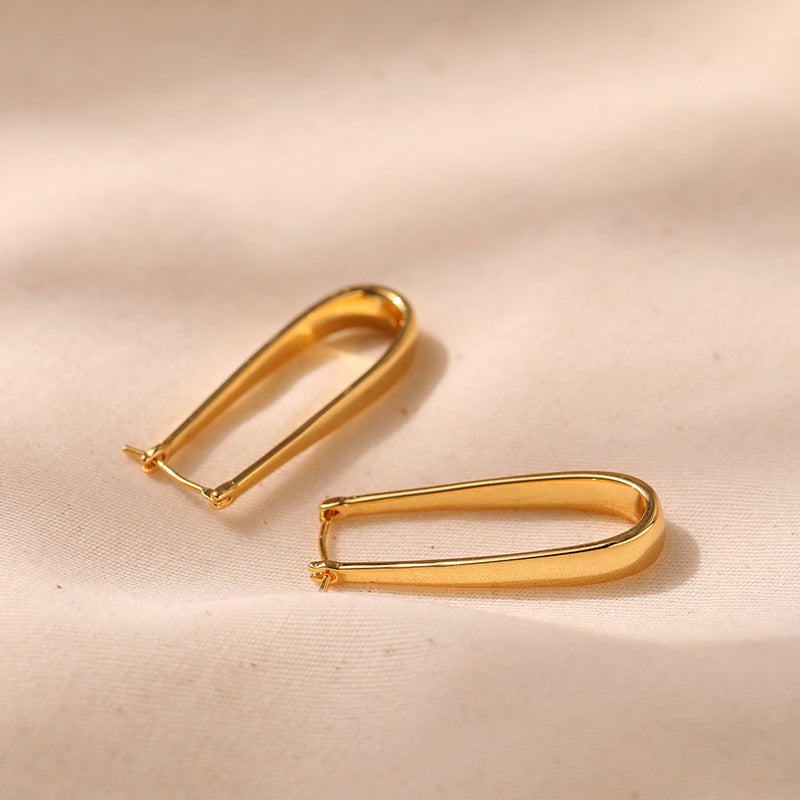 1 Pair Lady Simple Style Commute U Shape Solid Color Plating Copper 18k Gold Plated Earrings