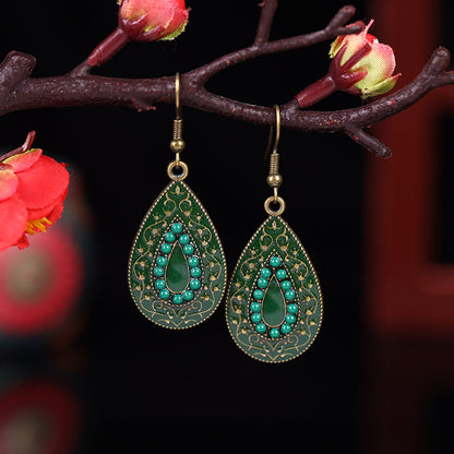 1 Pair Retro Water Droplets Alloy Plating Women's Drop Earrings