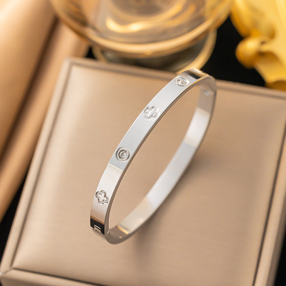 Ellipse Titanium Steel 18K Gold Plated Bangles