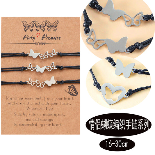 1 Piece Fashion Butterfly Stainless Steel Knitting Unisex Bracelets