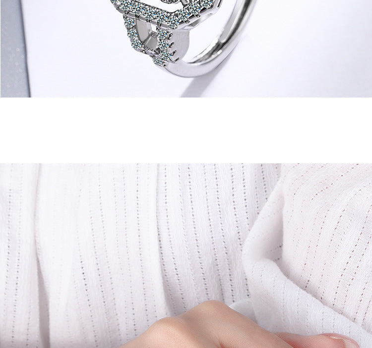 Luxurious Shiny Geometric Copper Plating Inlay Zircon Open Rings