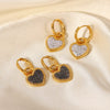 IG Style Heart Circle Geometric Stainless Steel 18K Gold Plated Earrings
