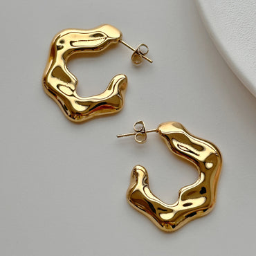 1 Pair Commute C Shape Plating Titanium Steel Earrings