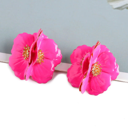 1 Pair Fashion Flower Metal Plating Women's Ear Studs