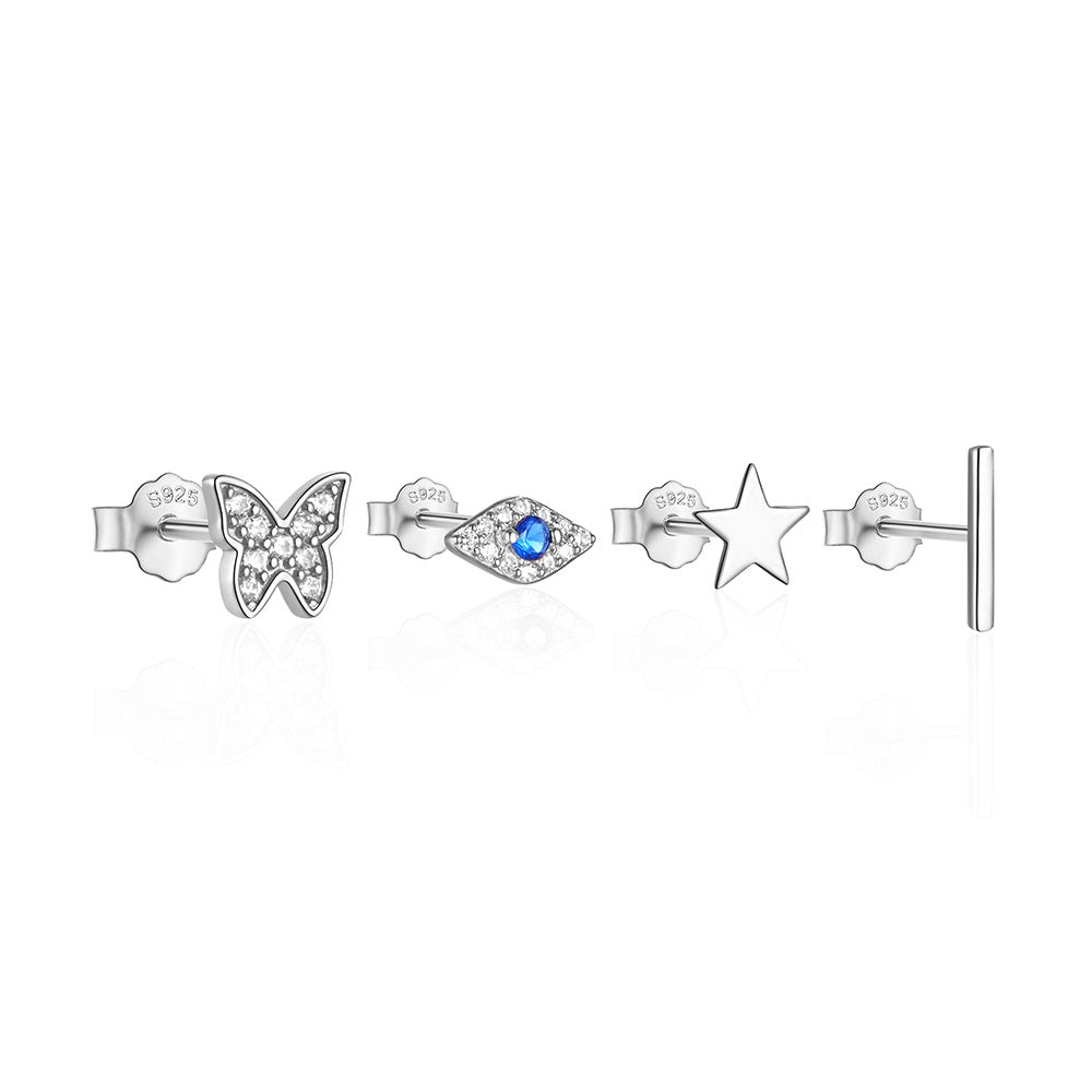 1 Set Ig Style Butterfly Plating Sterling Silver Drop Earrings Ear Studs