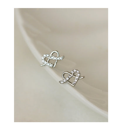 1 Pair Sweet Heart Shape Plating Inlay Copper Zircon Ear Studs