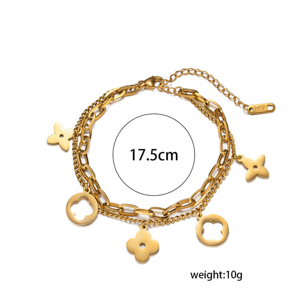 Unisex Minimalist Letter Number Text Titanium Steel Electroplating Bracelets