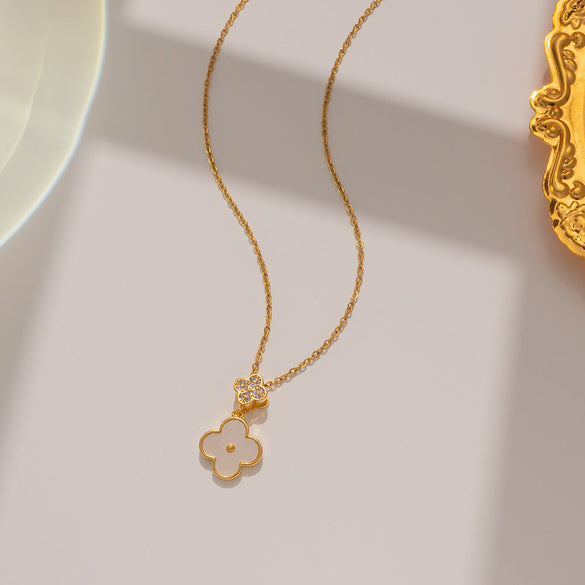 Quadrilateral Geometric Titanium Steel 18K Gold Plated Necklaces