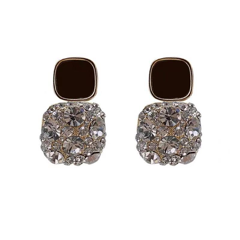 Simple Style Square Alloy Inlay Rhinestones Women's Drop Earrings