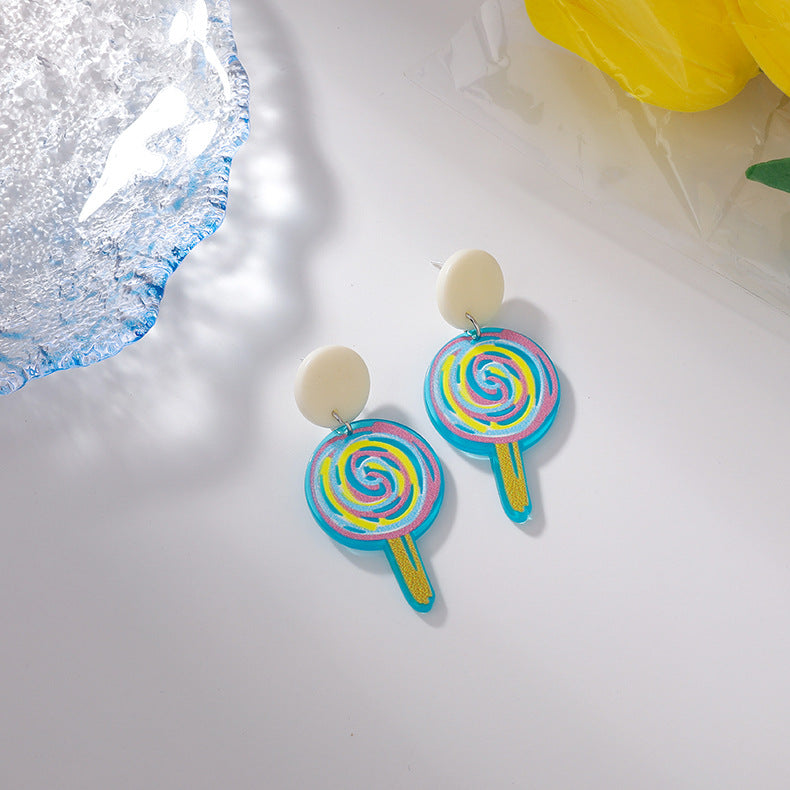 Korean Hand-painted Acrylic Stick Candy Color Earring