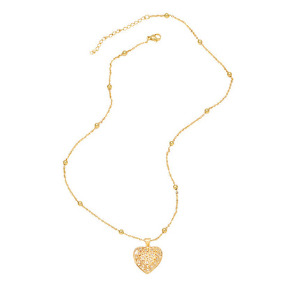 New Heart-shaped Copper Gold-plated Inlaid Zircon Necklace