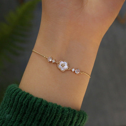 Simple Style Flower Copper Inlay Zircon Bracelets