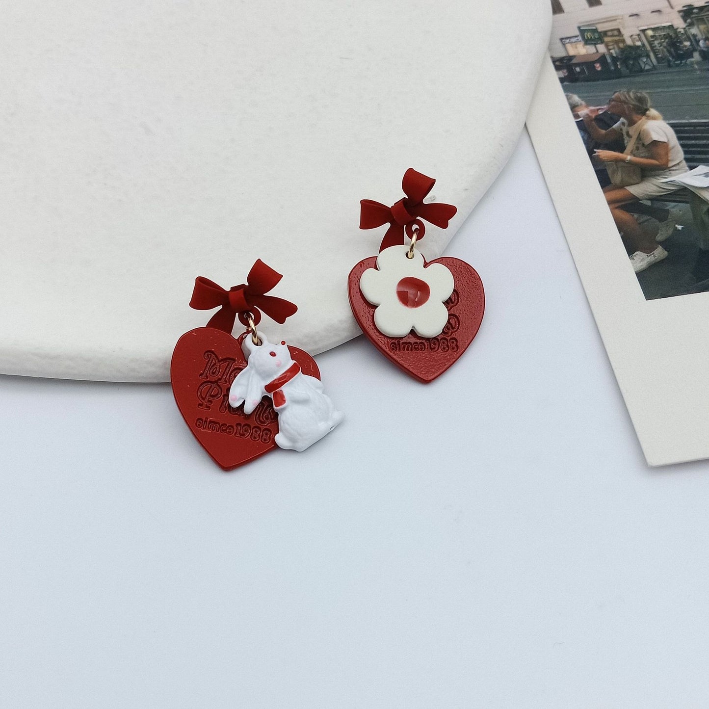 Cute Rabbit Alloy Bowknot Drop Earrings