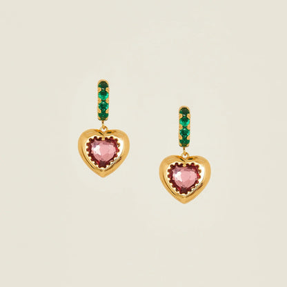 1 Pair Simple Style Heart Shape Inlay Copper Zircon Drop Earrings