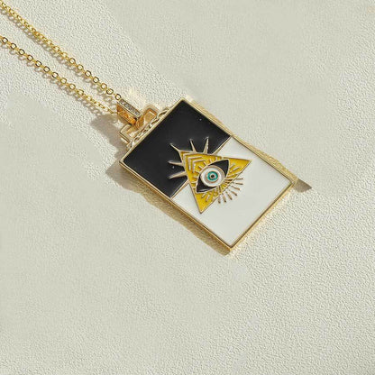 Cross-border exclusive for rectangular devil's eye pendant clavicle chain independent station new palm triangle design necklace