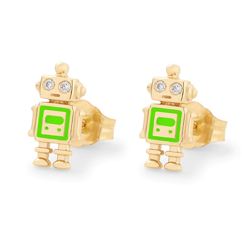 1 Pair Cute Simple Style Cartoon Plating Sterling Silver Zircon Ear Studs