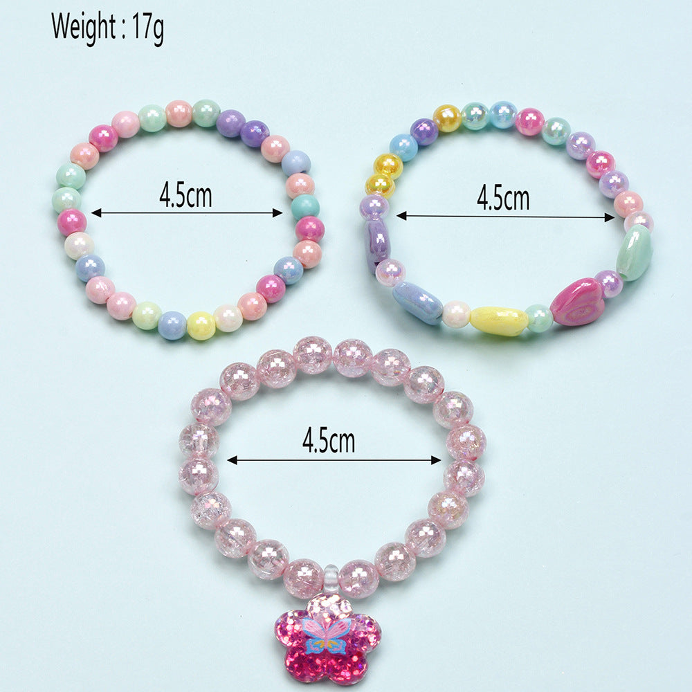 Simple Style Heart Shape Flower Plastic Beaded Girl's Bracelets