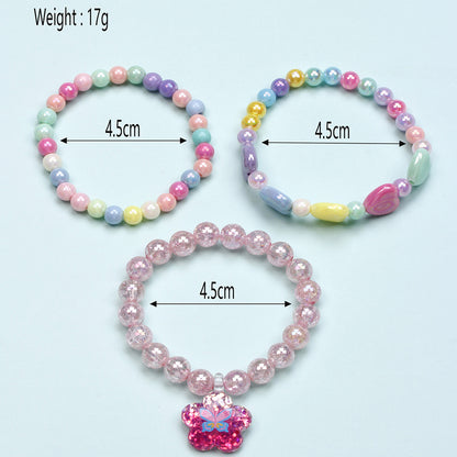 Simple Style Heart Shape Flower Plastic Beaded Girl's Bracelets