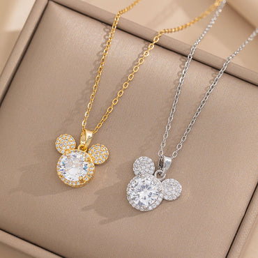 Moderate Luxury Cartoon Titanium Steel Diamond Inlay Necklaces