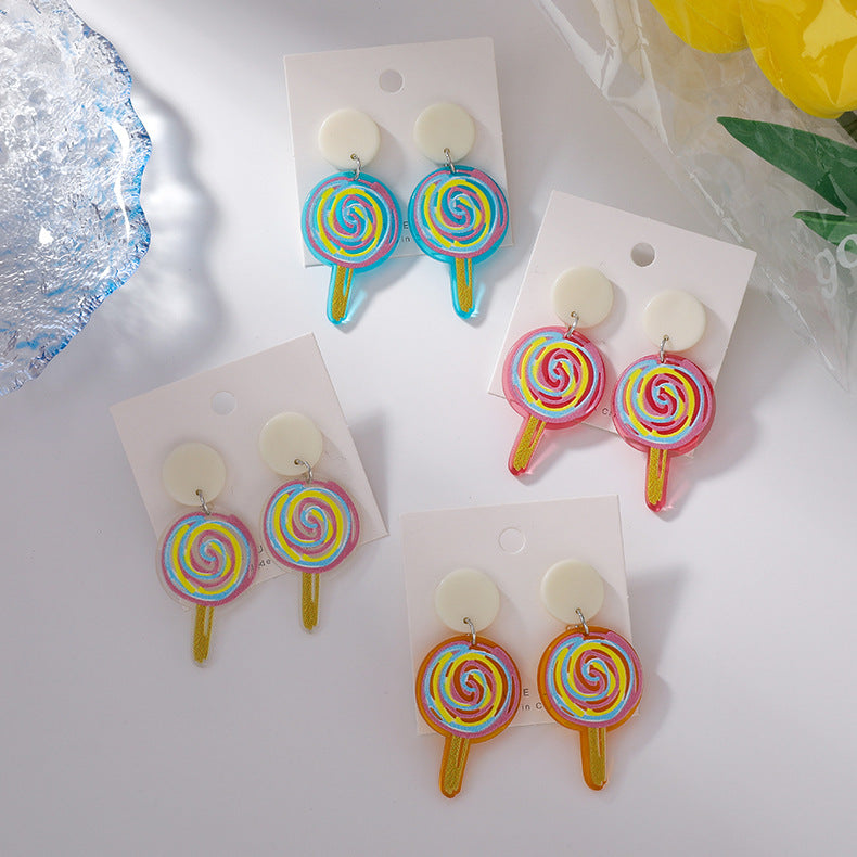 Korean Hand-painted Acrylic Stick Candy Color Earring