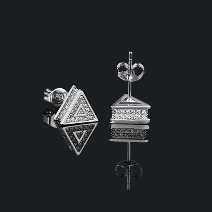 1 Pair Hip-hop Triangle Plating Inlay Copper Zircon Ear Studs