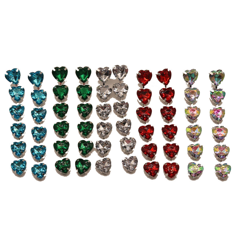 Fashion Heart Shape Metal Inlay Rhinestones Women's Drop Earrings