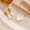 Princess Cute Simple Style Heart Shape Stainless Steel Plating Inlay Shell 18k Gold Plated Earrings Necklace