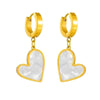Princess Cute Simple Style Heart Shape Stainless Steel Plating Inlay Shell 18k Gold Plated Earrings Necklace