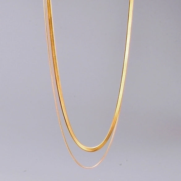 Retro Double-layer Snake Bone Chain Short Necklace