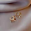 Retro Flower Copper Inlay Zircon Drop Earrings Ear Studs 1 Pair