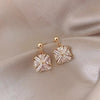 Retro Flower Copper Inlay Zircon Drop Earrings Ear Studs 1 Pair
