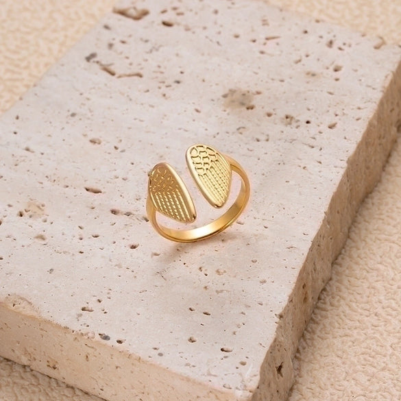 Retro Pentagram Heart Shape Butterfly Stainless Steel Plating Hollow Out 18k Gold Plated Open Ring