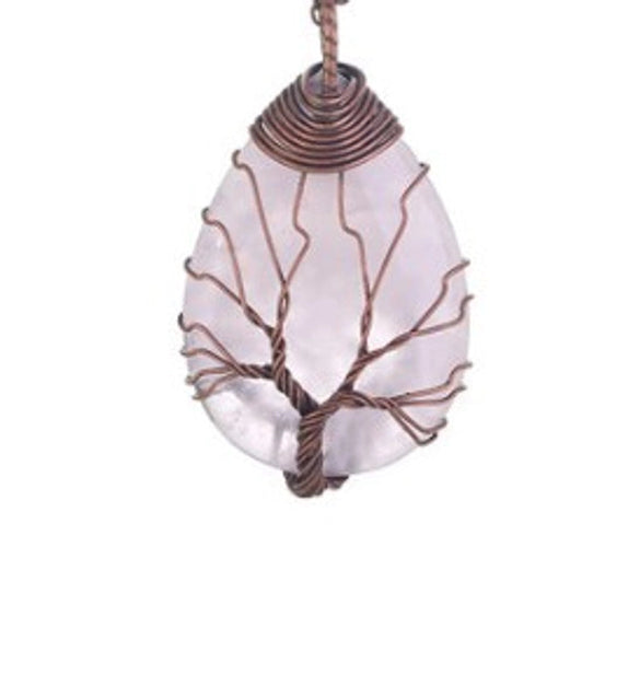 Retro Tree Water Droplets Natural Stone Crystal Charms