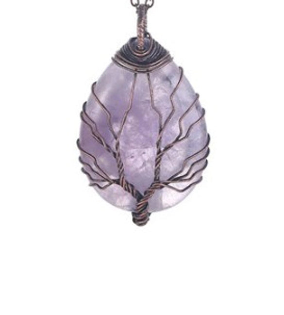 Retro Tree Water Droplets Natural Stone Crystal Charms