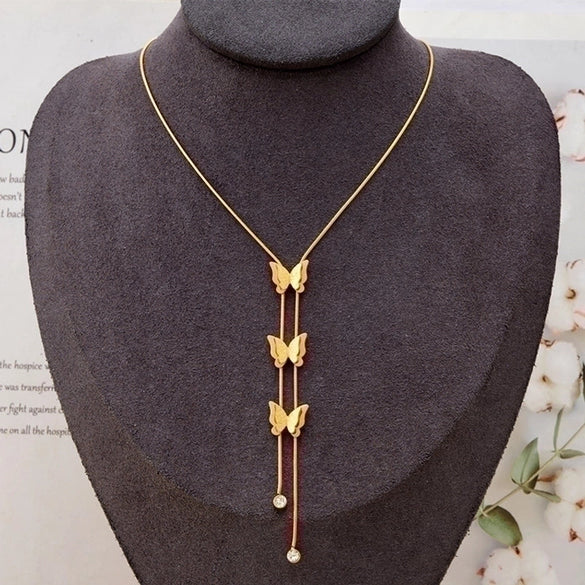 Simple Style Butterfly Titanium Steel Plating Pendant Necklace