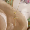 Simple Style Commute Cross Copper 18k Gold Plated Zircon Pendant Necklace In Bulk