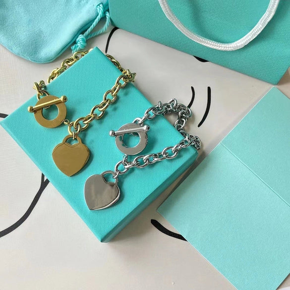 Simple Style Commute Heart Shape Titanium Steel Bracelets